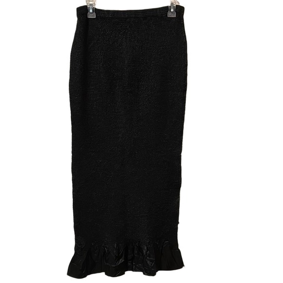 Pleats Collection by Props Imports Dresses & Skirts - Pleats Collection Black Popcorn Knit Maxi Skirt Ruffle Hem Small